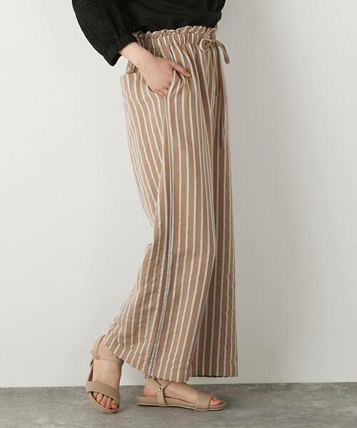【セール】【着こなしのポイントに☆リネンストライプイージーパンツ】（その他パンツ）｜MELROSE claire（メルローズ クレール）