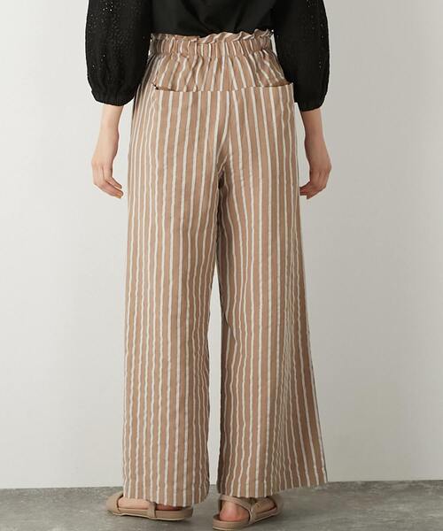 【セール】【着こなしのポイントに☆リネンストライプイージーパンツ】（その他パンツ）｜MELROSE claire（メルローズ クレール）