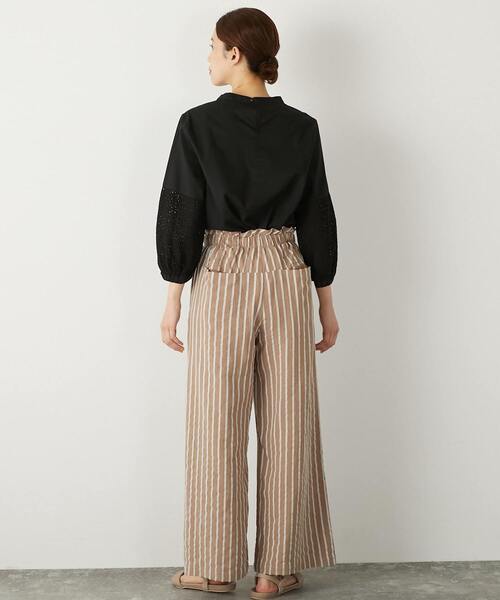 【セール】【着こなしのポイントに☆リネンストライプイージーパンツ】（その他パンツ）｜MELROSE claire（メルローズ クレール）