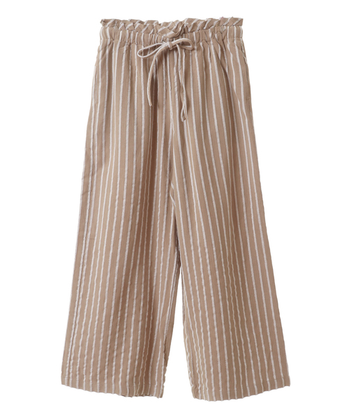 【セール】【着こなしのポイントに☆リネンストライプイージーパンツ】（その他パンツ）｜MELROSE claire（メルローズ クレール）
