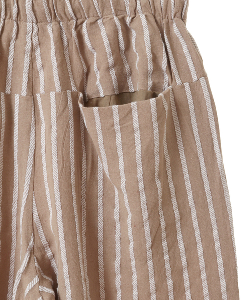 【セール】【着こなしのポイントに☆リネンストライプイージーパンツ】（その他パンツ）｜MELROSE claire（メルローズ クレール）