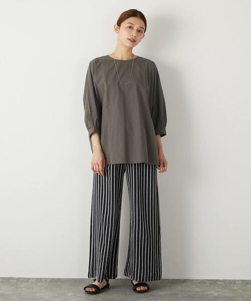 【セール】【着こなしのポイントに☆リネンストライプイージーパンツ】（その他パンツ）｜MELROSE claire（メルローズ クレール）