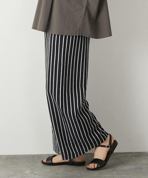 【セール】【着こなしのポイントに☆リネンストライプイージーパンツ】（その他パンツ）｜MELROSE claire（メルローズ クレール）
