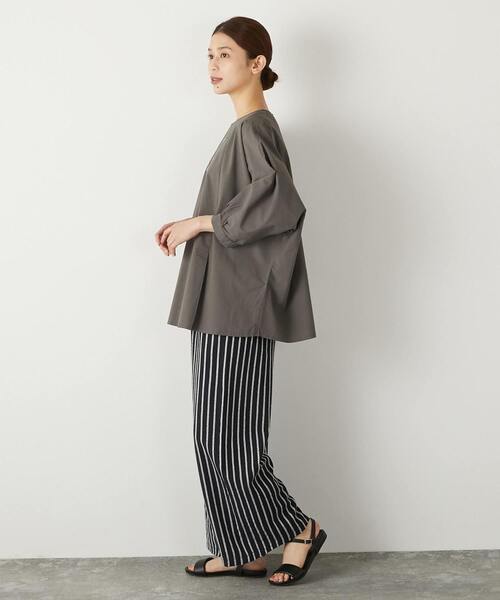 【セール】【着こなしのポイントに☆リネンストライプイージーパンツ】（その他パンツ）｜MELROSE claire（メルローズ クレール）
