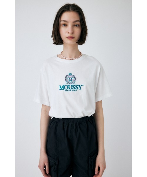 MOUSSY（マウジー）の「CLASSIC EMBROIDERY MOUSSY Tシャツ（Tシャツ/カットソー・レディース・ライトブラック/ホワイト/ベージュ・FREE）」の16枚目の写真