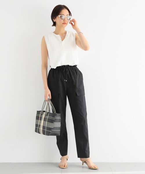 BARNYARDSTORM（バンヤードストーム）の「BARNYARDSTORM / リネンストレッチカーゴパンツ【WEB限定サイズL】ハンドウォッシャブル（カーゴパンツ・レディース・ブラック/カーキ・XS/S/M/L）」の8枚目の写真