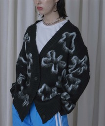 フラワージャガードニットカーディガン