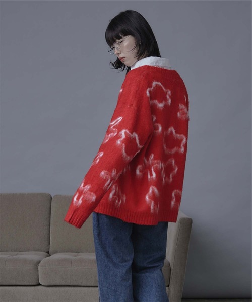 miette（ミエット）の「フラワージャガードニットカーディガン（カーディガン/ボレロ・レディース・レッド/グレー/ブラック・FREE）」の10枚目の写真