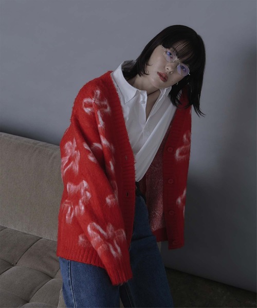 miette（ミエット）の「フラワージャガードニットカーディガン（カーディガン/ボレロ・レディース・レッド/グレー/ブラック・FREE）」の20枚目の写真