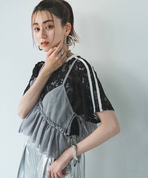 bohmal(ボマール)の「チュールアシメフリルビスチェ(キャミソール・レディース・ブラック/ブラック系その他/アイボリー/グレー・MEDIUM)」の14枚目の写真