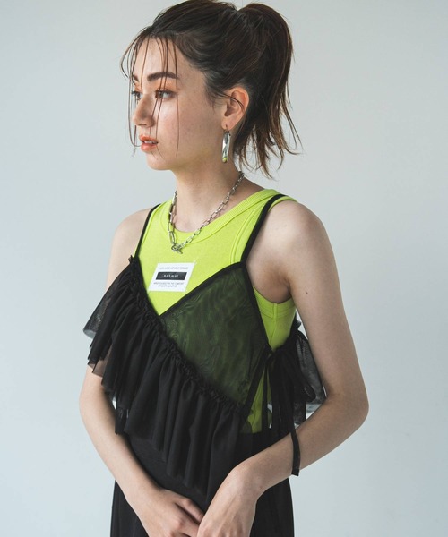 bohmal(ボマール)の「チュールアシメフリルビスチェ(キャミソール・レディース・ブラック/ブラック系その他/アイボリー/グレー・MEDIUM)」の18枚目の写真