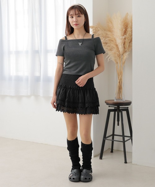 3.3 Field Trip （3.3フィールドトリップ）の「3.3 Field Trip／オフショルリブT（Tシャツ/カットソー・レディース・ピンク/ブルー/チャコール・FREE）」の4枚目の写真