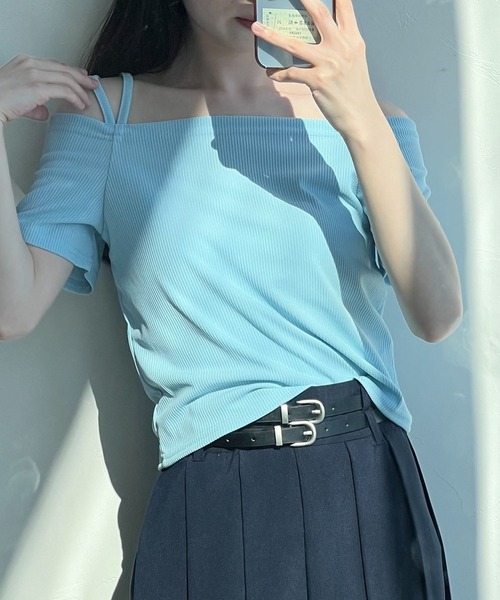 3.3 Field Trip （3.3フィールドトリップ）の「3.3 Field Trip／オフショルリブT（Tシャツ/カットソー・レディース・ピンク/ブルー/チャコール・FREE）」の15枚目の写真