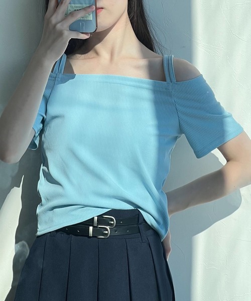 3.3 Field Trip （3.3フィールドトリップ）の「3.3 Field Trip／オフショルリブT（Tシャツ/カットソー・レディース・ピンク/ブルー/チャコール・FREE）」の17枚目の写真