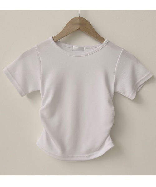 VIVID LADY(ビビッドレディー)の「サイドシャーリング入り半袖Tシャツ レディース 夏 バレエコア Tシャツ(Tシャツ/カットソー・レディース・カーキ/ネイビー/ブラック/ピンク/ホワイト/ワイン・FREE)」の8枚目の写真