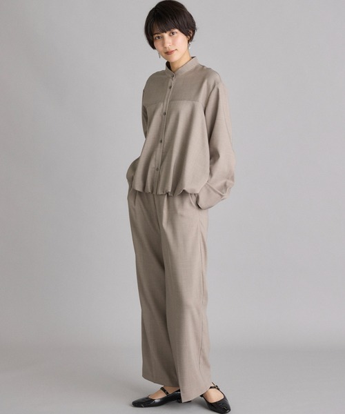 INED CLARO（イネドクラロ）の「ナチュラルストレッチ ボリュームタックワイドパンツ【セットアップ対応】（その他パンツ・レディース・ベージュ/チャコールグレー・フリー）」の3枚目の写真