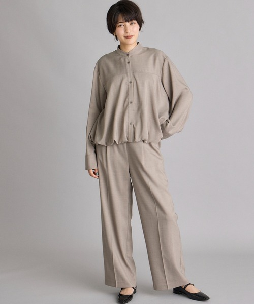 INED CLARO（イネドクラロ）の「ナチュラルストレッチ ボリュームタックワイドパンツ【セットアップ対応】（その他パンツ・レディース・ベージュ/チャコールグレー・フリー）」の4枚目の写真