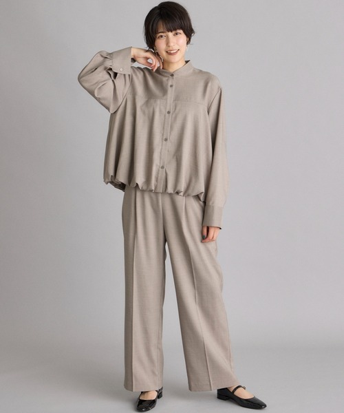 INED CLARO（イネドクラロ）の「ナチュラルストレッチ ボリュームタックワイドパンツ【セットアップ対応】（その他パンツ・レディース・ベージュ/チャコールグレー・フリー）」の6枚目の写真