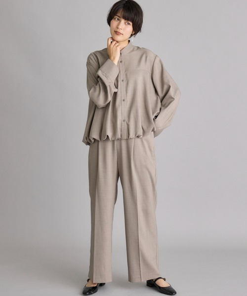 INED CLARO（イネドクラロ）の「ナチュラルストレッチ ボリュームタックワイドパンツ【セットアップ対応】（その他パンツ・レディース・ベージュ/チャコールグレー・フリー）」の7枚目の写真