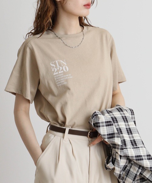 hunch（ハンチ）の「hunch USAコットンロゴT（Tシャツ/カットソー・レディース・ベージュ/ブラック/オフホワイト・FREE）」の12枚目の写真