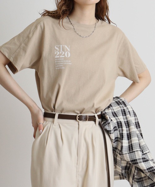 hunch（ハンチ）の「hunch USAコットンロゴT（Tシャツ/カットソー・レディース・ベージュ/ブラック/オフホワイト・FREE）」の13枚目の写真