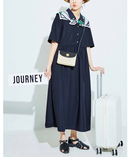 Live in comfort(リブインコンフォート)の「リブ イン コンフォート シンプルライフ研究家 マキさんとつくった お出かけ顔の撥水素材シャツワンピース(ワンピース・レディース・ダークネイビー/カーキ・M/LL/L/3L/S/MP/4L)」の3枚目の写真