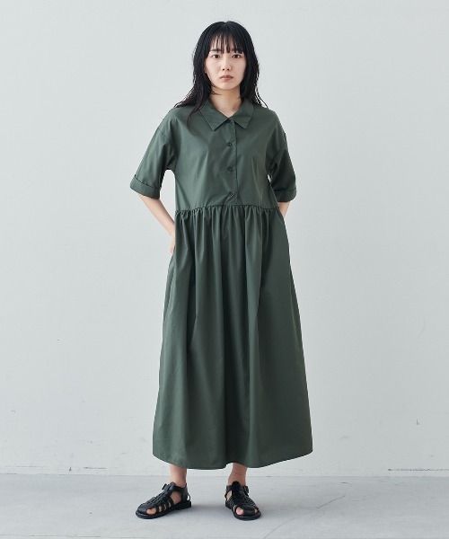 Live in comfort(リブインコンフォート)の「リブ イン コンフォート シンプルライフ研究家 マキさんとつくった お出かけ顔の撥水素材シャツワンピース(ワンピース・レディース・ダークネイビー/カーキ・M/LL/L/3L/S/MP/4L)」の12枚目の写真