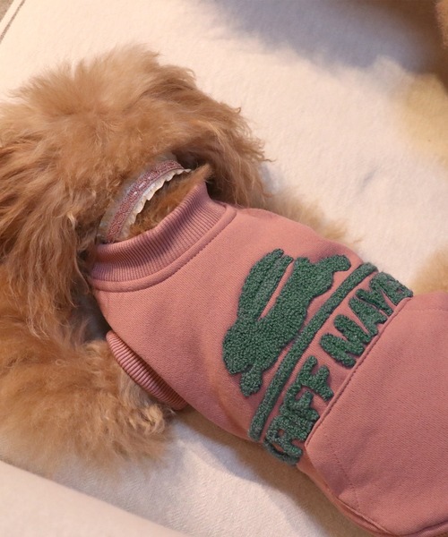 KRIFF MAYER（クリフメイヤー）の「【犬服・ドッグウェア】裏起毛DOGロゴクルー（ペットウェア・メンズ・カラフル/カーキ/ピンク/グレー/ナチュラル/ネイビー/オレンジ/チャコール・MEDIUM/SMALL/X-LARGE/LARGE）」の6枚目の写真