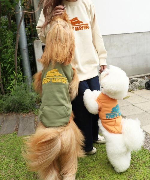 KRIFF MAYER（クリフメイヤー）の「【犬服・ドッグウェア】裏起毛DOGロゴクルー（ペットウェア・メンズ・カラフル/カーキ/ピンク/グレー/ナチュラル/ネイビー/オレンジ/チャコール・MEDIUM/SMALL/X-LARGE/LARGE）」の18枚目の写真