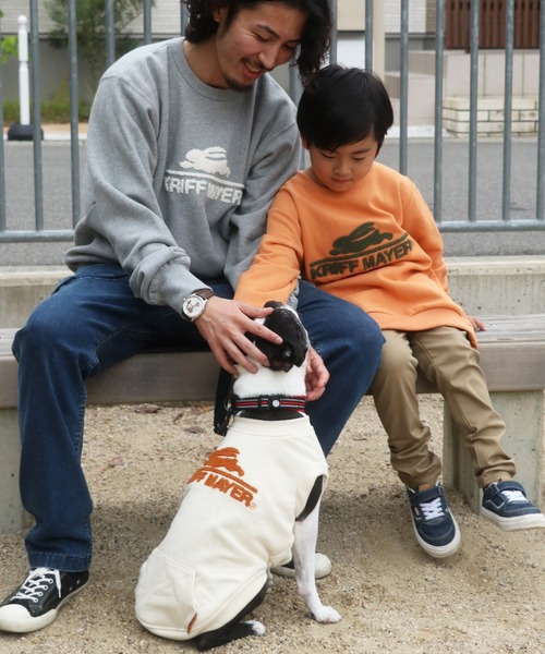 KRIFF MAYER（クリフメイヤー）の「【犬服・ドッグウェア】裏起毛DOGロゴクルー（ペットウェア・メンズ・カラフル/カーキ/ピンク/グレー/ナチュラル/ネイビー/オレンジ/チャコール・MEDIUM/SMALL/X-LARGE/LARGE）」の21枚目の写真