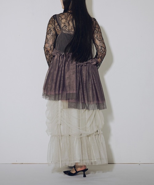 Ezick（エジック）の「Volume tulleアシメキャミチュニック（キャミソール・レディース・パープル/ブラック/チャコールグレー・FREE）」の8枚目の写真