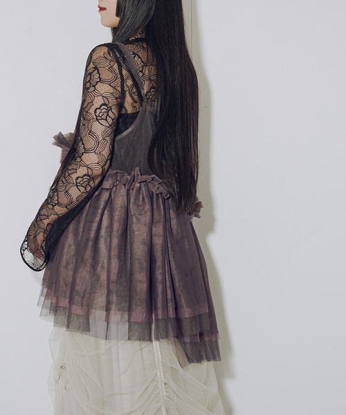 Ezick（エジック）の「Volume tulleアシメキャミチュニック（キャミソール・レディース・パープル/ブラック/チャコールグレー・FREE）」の5枚目の写真