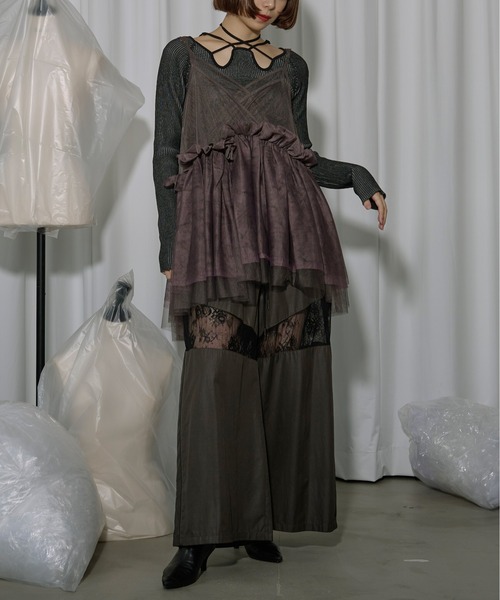 Ezick（エジック）の「Volume tulleアシメキャミチュニック（キャミソール・レディース・パープル/ブラック/チャコールグレー・FREE）」の19枚目の写真