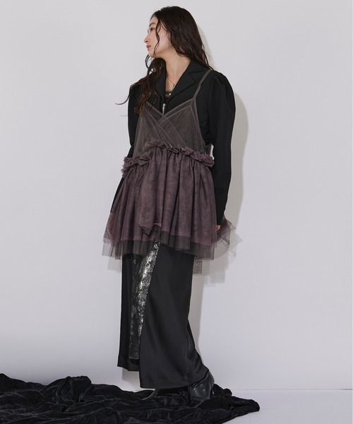 Ezick（エジック）の「Volume tulleアシメキャミチュニック（キャミソール・レディース・パープル/ブラック/チャコールグレー・FREE）」の17枚目の写真