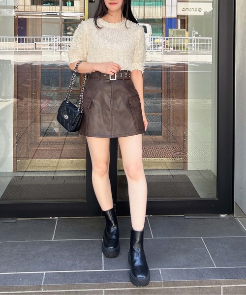 INGNI（イング）の「共ベルト付フェイクレザーカーゴミニスカート（スカート・レディース・ブラウン/ブラック・FREE）」の14枚目の写真