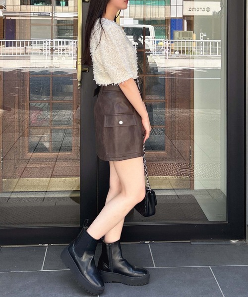 INGNI（イング）の「共ベルト付フェイクレザーカーゴミニスカート（スカート・レディース・ブラウン/ブラック・FREE）」の13枚目の写真