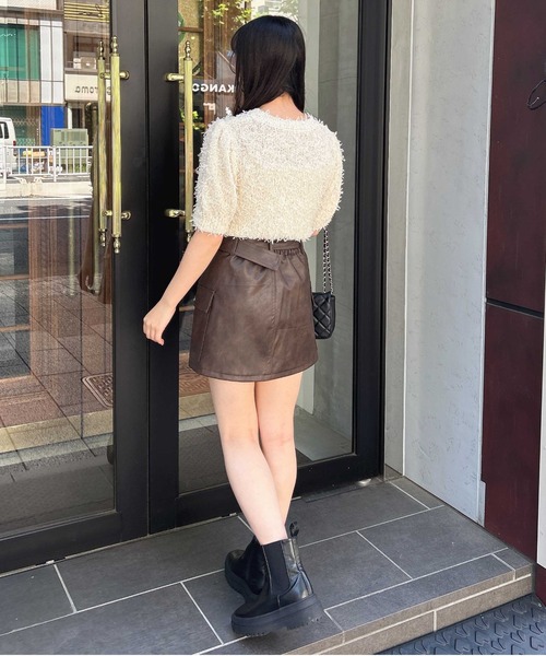 INGNI（イング）の「共ベルト付フェイクレザーカーゴミニスカート（スカート・レディース・ブラウン/ブラック・FREE）」の12枚目の写真