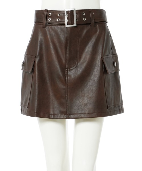 INGNI（イング）の「共ベルト付フェイクレザーカーゴミニスカート（スカート・レディース・ブラウン/ブラック・FREE）」の20枚目の写真