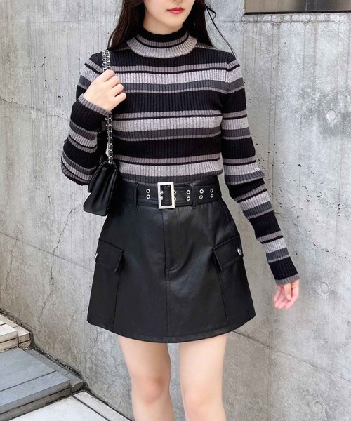 INGNI（イング）の「共ベルト付フェイクレザーカーゴミニスカート（スカート・レディース・ブラウン/ブラック・FREE）」の18枚目の写真