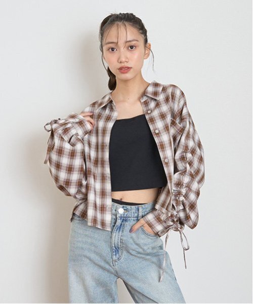 LOVETOXIC(ラブトキシック)の「【LTXC】インナーつきチェックシャツ(シャツ/ブラウス・キッズ・モカ/オフホワイト/ブラック・S/M/L)」の22枚目の写真