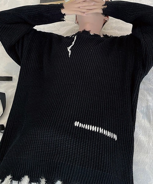 SEN TOKYO（セントーキョー）の「こなれ感を演出。ハンドステッチ ダメージニット（ニット/セーター・メンズ・ホワイト/ブラック・L/M）」の17枚目の写真