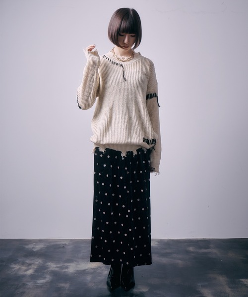 SEN TOKYO（セントーキョー）の「こなれ感を演出。ハンドステッチ ダメージニット（ニット/セーター・メンズ・ホワイト/ブラック・L/M）」の19枚目の写真