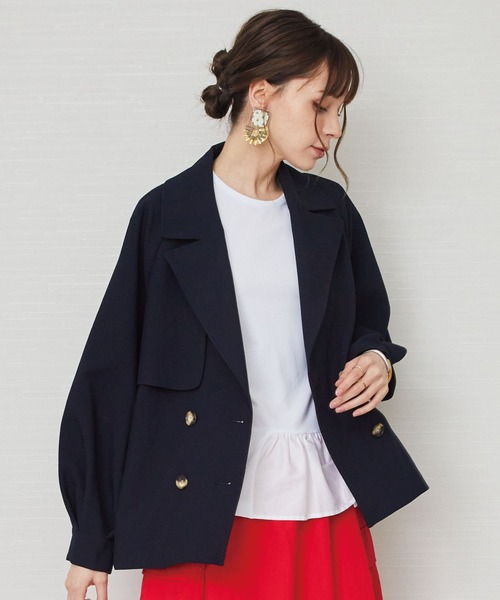 JETSET SOLO PLUS （ジェットセットソロプラス）の「【JETSET SOLO PLUS】2WAYツイルショートトレンチコート（トレンチコート・レディース・ネイビー/オフホワイト/ベージュ・FREE）」の3枚目の写真