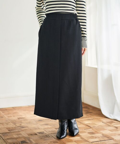 le.coeur blanc（ルクールブラン）の「裏起毛ストレッチハイウエストスカート（スカート・レディース・グレイッシュベージュ/ブラック/オレンジ・38）」の2枚目の写真