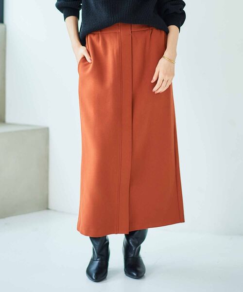 le.coeur blanc（ルクールブラン）の「裏起毛ストレッチハイウエストスカート（スカート・レディース・グレイッシュベージュ/ブラック/オレンジ・38）」の5枚目の写真