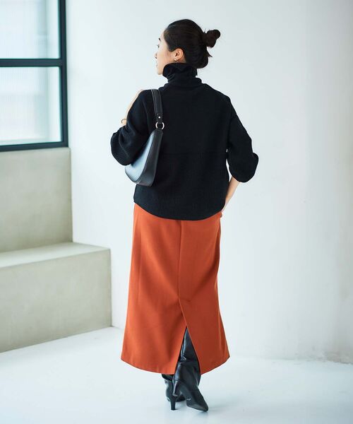 le.coeur blanc（ルクールブラン）の「裏起毛ストレッチハイウエストスカート（スカート・レディース・グレイッシュベージュ/ブラック/オレンジ・38）」の10枚目の写真