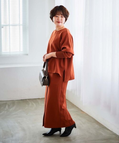 le.coeur blanc（ルクールブラン）の「裏起毛ストレッチハイウエストスカート（スカート・レディース・グレイッシュベージュ/ブラック/オレンジ・38）」の12枚目の写真