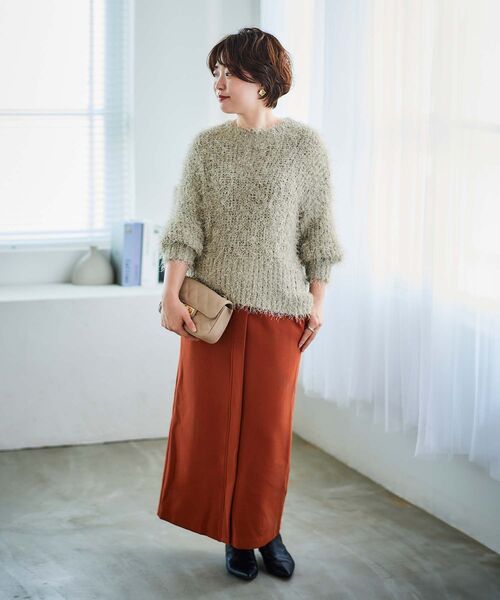 le.coeur blanc（ルクールブラン）の「裏起毛ストレッチハイウエストスカート（スカート・レディース・グレイッシュベージュ/ブラック/オレンジ・38）」の16枚目の写真