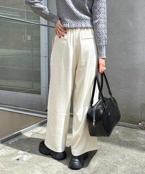 セール】【2サイズ展開】スラックスワイドパンツ（その他パンツ）｜w