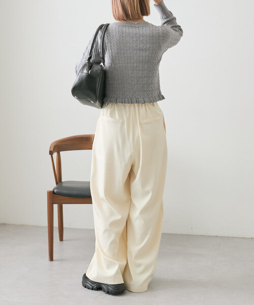 w closet（ダブルクローゼット）の「【2サイズ展開】スラックスワイドパンツ（その他パンツ・レディース・ブラック/アイボリー/グレー/ベージュ・SMALL/MEDIUM）」の10枚目の写真